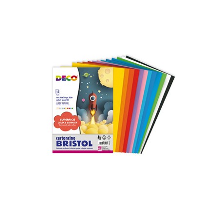 Busta di carta Bristol - 50 x 70 cm - colori assortiti - 15 fogli - Deco