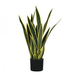 Pianta ornamentale Sansevieria - artificiale - 21 foglie - 75 cm - PE - King Collection