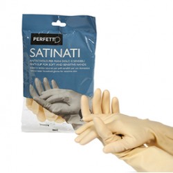Guanti in lattice - satinati - taglia M/7 - bianco - Perfetto - blister 2 pezzi