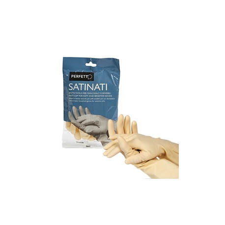Guanti in lattice - satinati - taglia M/7 - bianco - Perfetto - blister 2 pezzi