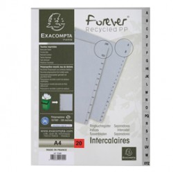Intercalare alfabetico - PP riciclato - A4 - A-Z - grigio - Exacompta