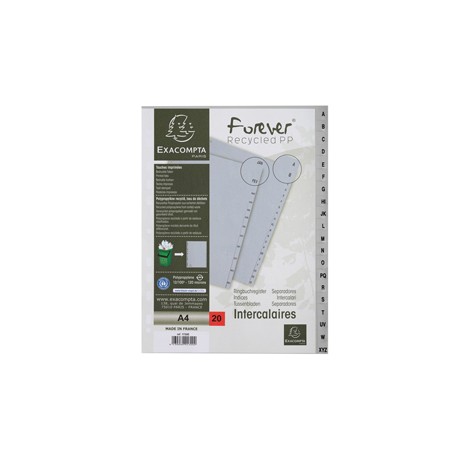 Intercalare alfabetico - PP riciclato - A4 - A-Z - grigio - Exacompta
