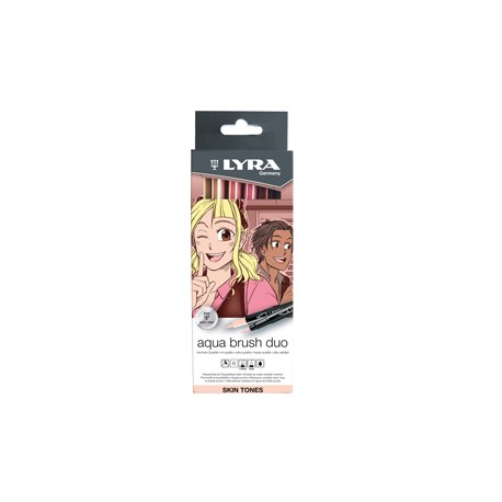 Pennarello Aqua Brush Duo - skin tones - Lyra - conf. 6 pezzi