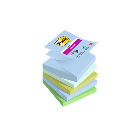 Blocco Post it® Super Sticky Z Notes - R330-5SS-OAS - 76 x 76 mm - colori Oasis - 90 fogli - Post it® - conf. 5 pezzi