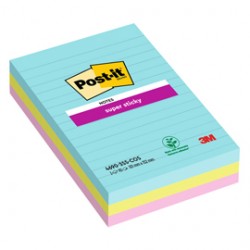 Blocco Post it® Super Sticky - 4690-SS3COS - a righe - 101 x 152 mm - colori Cosmic - 90 fogli - Post it® - conf. 3 pezz