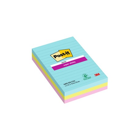 Blocco Post it® Super Sticky - 4690-SS3COS - a righe - 101 x 152 mm - colori Cosmic - 90 fogli - Post it® - conf. 3 pezz