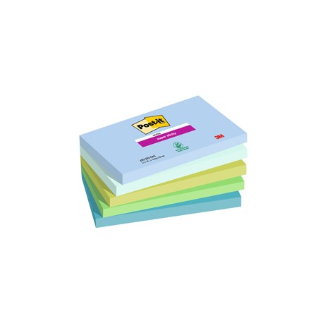 Blocco Post it® Super Sticky - 655-5SS- OAS - 76 x 127 mm - colori Oasis - 90 fogli - Post it® - conf. 5 pezzi