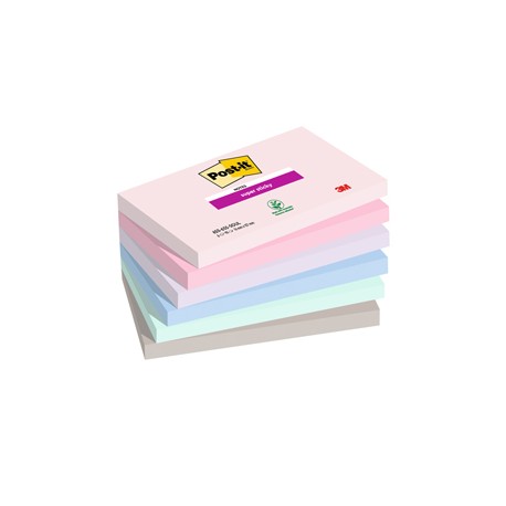 Blocco Post it® Super Sticky - 655-6SS-SOUL - 76 x 127 mm - colori Soulful - 90 fogli - Post it® - conf. 6 pezzi