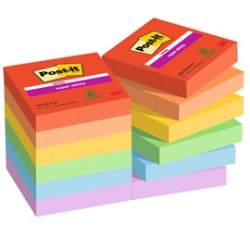 Blocco Post it® Super Sticky - 622-12SS-PLAY - 47,6 x 47,6 mm - colori Playful - 90 fogli - Post it® - conf. 12 pezzi