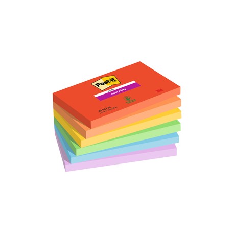 Blocco Post it® Super Sticky - 655-6SS-PLAY - 76 x 127 mm - colori Playful - 90 fogli - Post it® - conf. 6 pezzi