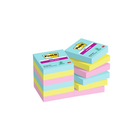 Blocco Post it® Super Sticky - 655-6SS-PLAY - 47,6 x 47,6 mm - colori Cosmic - 90 fogli - Post it® - conf. 12 pezzi