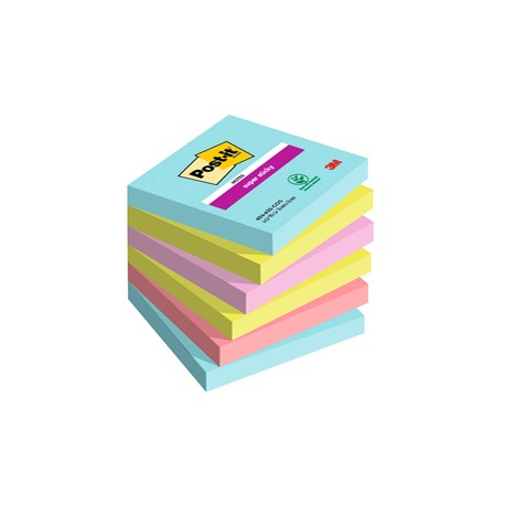 Blocco Post it® Super Sticky - 654-6SS-COS - 76 x 76 mm - colori Cosmic - 90 fogli - Post it® - conf. 6 pezzi