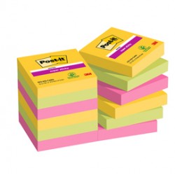 Blocco Post it® Super Sticky - 622-12SS-CARN - 47,6 x 47,6 mm - colori Carnival - 90 fogli - Post it® - conf. 12 pezzi