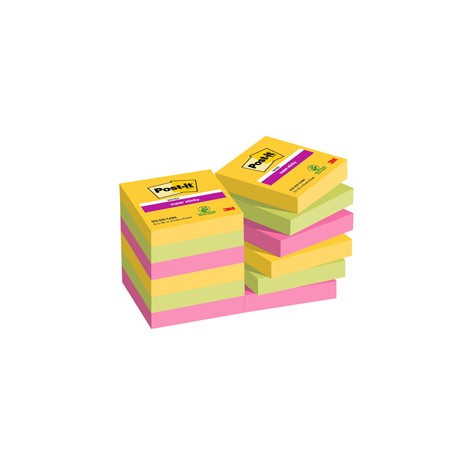 Blocco Post it® Super Sticky - 622-12SS-CARN - 47,6 x 47,6 mm - colori Carnival - 90 fogli - Post it® - conf. 12 pezzi