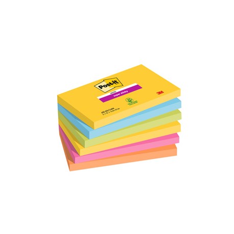 Blocco Post it® Super Sticky - 655-6SS-CARN - 76 x 127 mm - colori Carnival - 90 fogli - Post it® - conf. 6 pezzi