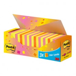 Blocco foglietti Post it® Super Sticky - 654-NP24 - 76 x 76 mm - colori assortiti - 100 fogli - Post it® - conf. 24 bloc