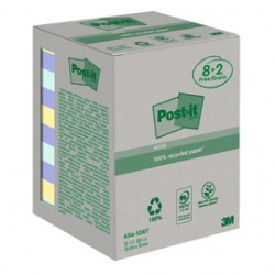 Blocco foglietti Post-it - 654-RCP10 - 76 x 76 mm - carta riciclata - colori pastel - 100 fogli - Post-it - conf. 10 pez