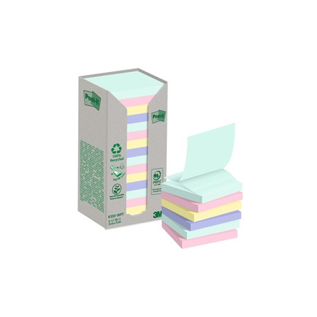 Blocco Post it® Z-Notes Green - R330-1RPT - 76 x 76 mm - colori pastello - 100 fogli - Post it® - conf. 16 pezzi