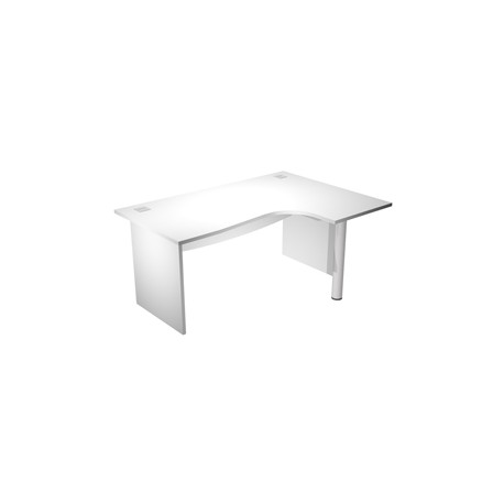 Scrivania compact Agorà - fianco dx melaminico - L160 x P120/80/60 x H73 cm - con supporto metallico - bianco - Artexpor