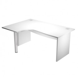 Scrivania compact Agorà - fianco sx melaminico - L160 x P120/80/60 x H73 cm - con supporto metallico - bianco - Artexpor