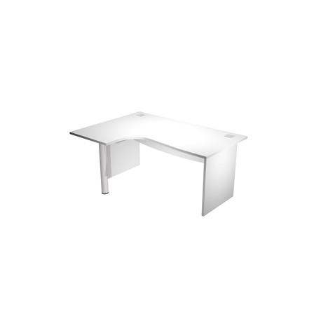 Scrivania compact Agorà - fianco sx melaminico - L160 x P120/80/60 x H73 cm - con supporto metallico - bianco - Artexpor