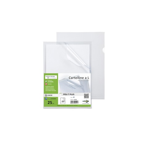 Cartellina a L Poli T Plus - A4 - PP - liscio pesante - Sei rota - conf.25 pezzi