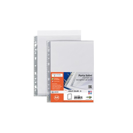 Portalistini Jolly - 6 buste forate - 22 x 30 cm - PP trasparente - liscio - Sei rota