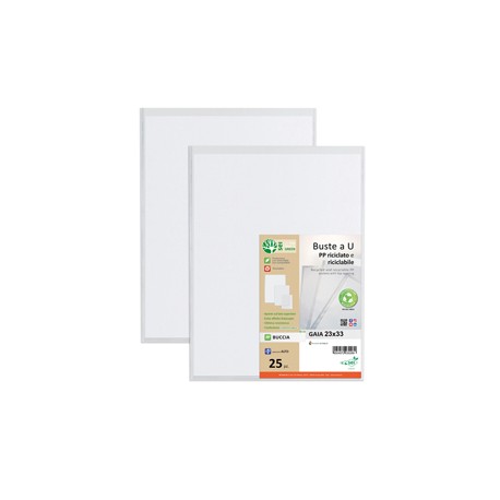 Buste a sacco Gaia - PP riciclato - 23 x 33 cm - buccia - trasparente - Sei rota - conf. 25 pezzi