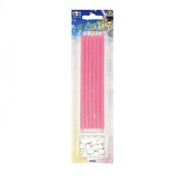 Candeline matite - 15 cm - rosa - Big Party - conf.12 pezzi