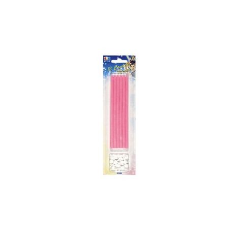 Candeline matite - 15 cm - rosa - Big Party - conf.12 pezzi