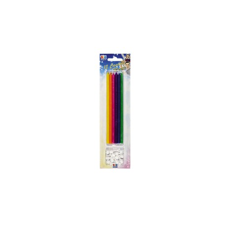 Candeline matite - 15 cm - colori assortiti - Big Party - conf.12 pezzi