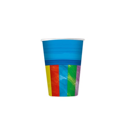 Bicchieri - carta - 200 cc - fantasia multicolor arcobaleno - Big Party - conf. 8 pezzi