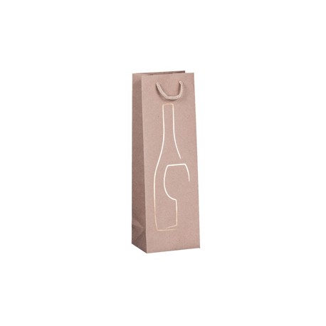 Shopper portabottiglie - con manici in corda - 12 x 37 x 9 cm - avana - Rex Sadoch