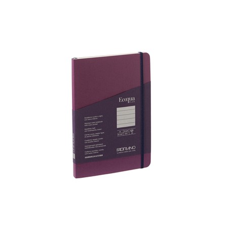 Taccuino Ecoqua Plus - con elastico - rilegatura cucita - A5 - righe - 80 fogli - vino - Fabriano