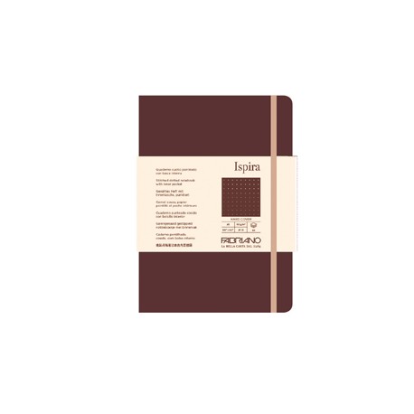 Taccuino Ispira - con elastico - copertina rigida - A5 - 96 fogli - puntinato - marrone - Fabriano