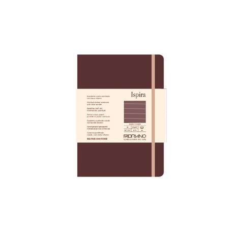 Taccuino Ispira - con elastico - copertina rigida - A5 - 96 fogli - righe - marrone - Fabriano