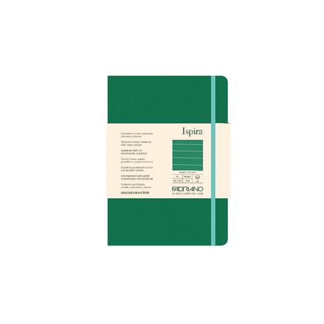 Taccuino Ispira - con elastico - copertina rigida - A5 - 96 fogli - righe - verde - Fabriano