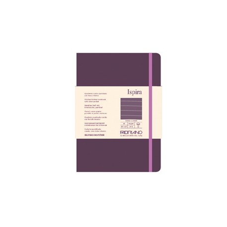 Taccuino Ispira - con elastico - copertina rigida - A5 - 96 fogli - righe - viola - Fabriano