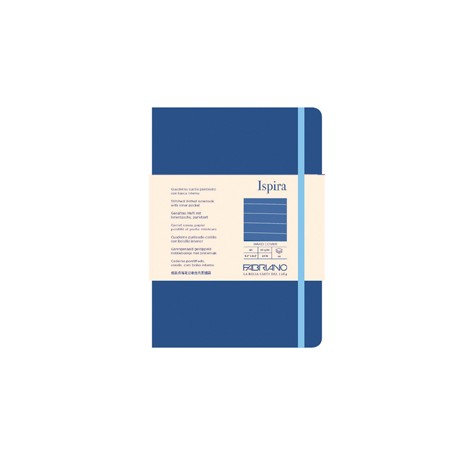 Taccuino Ispira - con elastico - copertina rigida - A5 - 96 fogli - righe - blu royal - Fabriano