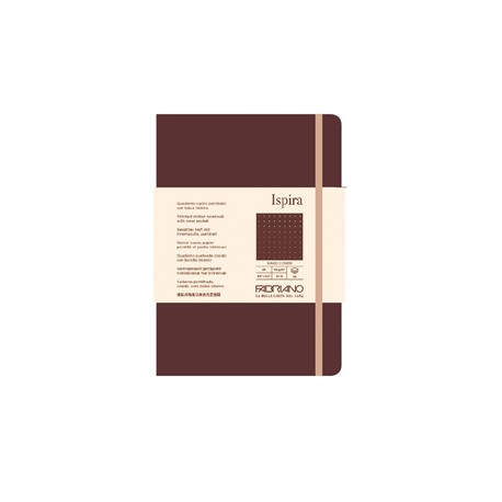Taccuino Ispira - con elastico - copertina flessibile - A5 - 96 fogli - puntinato - marrone - Fabriano