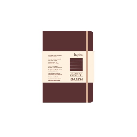 Taccuino Ispira - con elastico - copertina flessibile - A5 - 96 fogli - righe - marrone - Fabriano