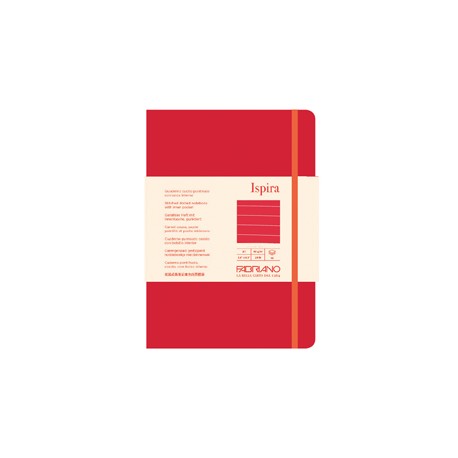 Taccuino Ispira - con elastico - copertina flessibile - A5 - 96 fogli - righe - rosso - Fabriano