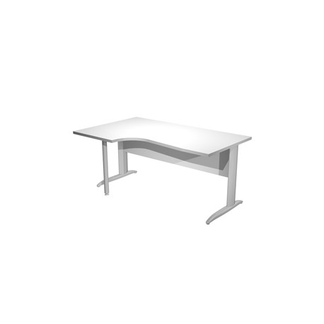 Scrivania Compact Sinistro Easy - 160 x 60/80/100 cm - Bianco/grigio cromato