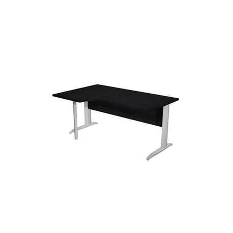 Scrivania Compact Sinistro Easy - 160 x 60/80/100 cm - Nero venato/grigio cromato