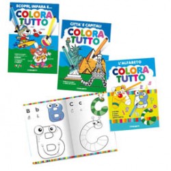 Album da colorare - 24 facciate - per bimbo - fantasie alfabeto, bimbi, capitali - Blasetti