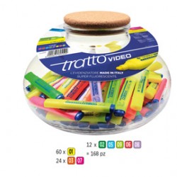 Evidenziatore Tratto Video -  punta a scalpello - tratto 1,00 - 5,00 mm - colori assortiti - Tratto - boccia 168 pezzi