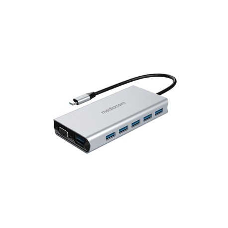 Docking station USB-C multiporta 2HDMI, 5USB 3, RJ45, VGA, Card reader Mediacom
