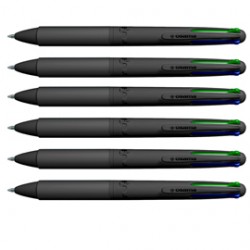 Penna a sfera 4 Multi All Black - con astuccio - punta 1,00 mm - 4 colori  - Osama - conf. 6 pezzi