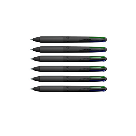 Penna a sfera 4 Multi All Black - con astuccio - punta 1,00 mm - 4 colori  - Osama - conf. 6 pezzi