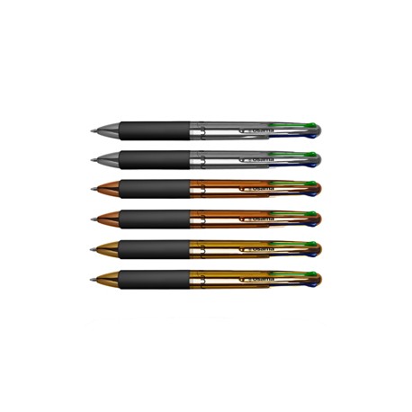 Penna a sfera 4 Multi Chrome - con astuccio - punta 1,00 mm - 4 colori  - Osama - conf. 6 pezzi